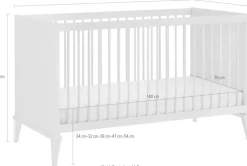 PAIDI Babybett »JONTE 70x140cm in Beige, umbaubares Kinderbett mit Massivholz« Gitterbett 4-fach höhenverstellbar, entnehmbare Sprossen, Juniorbett