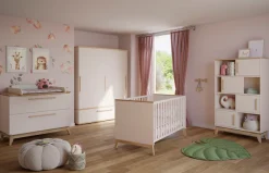 PAIDI Babybett »STIENE 70x140cm in Beige oder Grau, umbaubares Bett mit Massivholz« Gitterbett 4-fach höhenverstellbar, entnehmbare Sprossen, Kinderbett