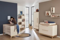 PAIDI Babybett »STIENE 70x140cm in Beige oder Grau, umbaubares Bett mit Massivholz« Gitterbett 4-fach höhenverstellbar, entnehmbare Sprossen, Kinderbett
