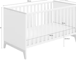 PAIDI Babybett »STIENE 70x140cm in Beige oder Grau, umbaubares Bett mit Massivholz« Gitterbett 4-fach höhenverstellbar, entnehmbare Sprossen, Kinderbett