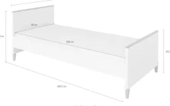 PAIDI Einzelbett »LOTTE & FYNN Steiff by PAIDI, 90x200cm Jugendliege« Weiß mit Eiche Massivholz, stabiles und langlebiges Bett