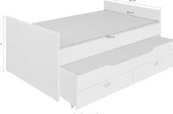 PAIDI Einzelbett »TIAGO in verschiedenen Ausführungen, Jugendliege mit Bettkasten« Breite/Länge: 90x200 cm / 120x200 cm,Kojenbett inklusive Ausziehbett in 90x190 cm & 2 Schubladen