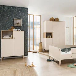 PAIDI Highboard »MILA & BEN Steiff by PAIDI in Beige,3 Türen mit Push-to-open« stabiles Regal mit Massivholz-Füßen, Standregal, geprüfte Qualität