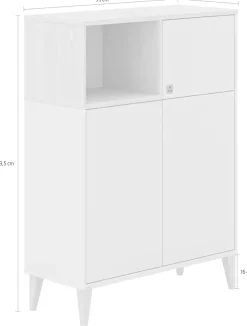 PAIDI Highboard »MILA & BEN Steiff by PAIDI in Beige,3 Türen mit Push-to-open« stabiles Regal mit Massivholz-Füßen, Standregal, geprüfte Qualität