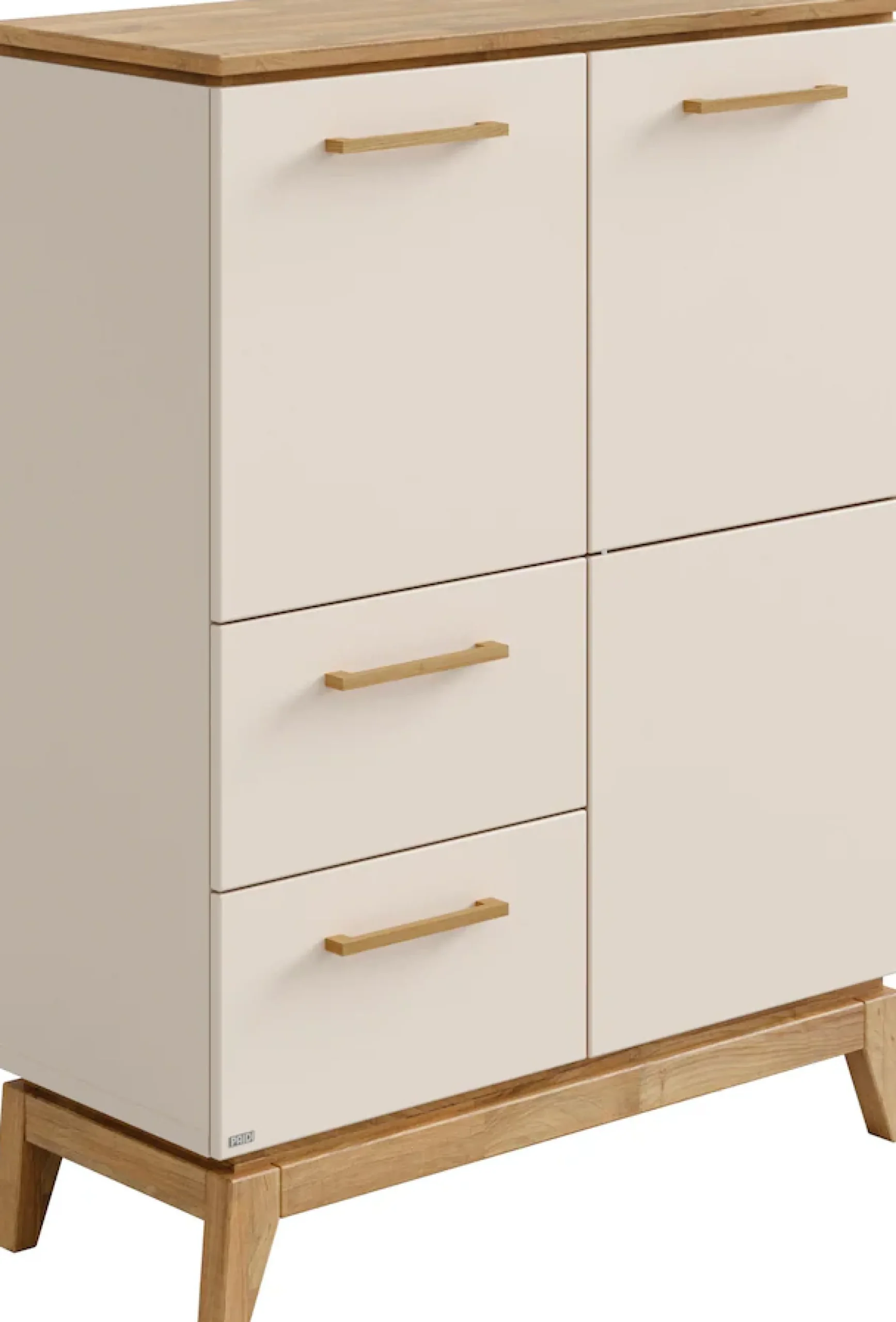 PAIDI Highboard »STIENE in Beige oder Grau, 2 Schubladen und 2 Türen mit Soft-Close« B/H/T ca. 95/123/40cm,stabiles Regal mit Massivholz, Standregal, geprüfte Qualität