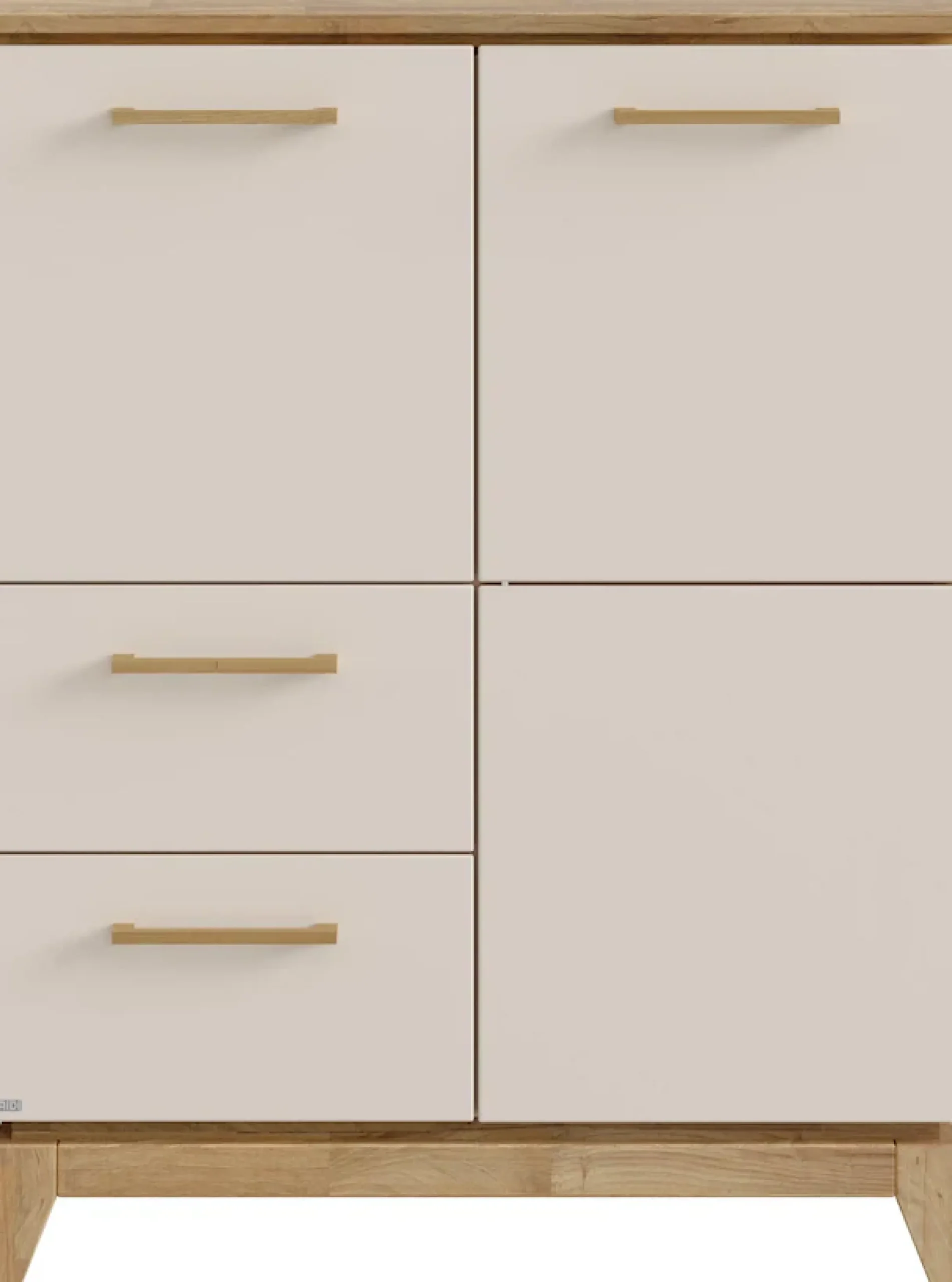 PAIDI Highboard »STIENE in Beige oder Grau, 2 Schubladen und 2 Türen mit Soft-Close« B/H/T ca. 95/123/40cm,stabiles Regal mit Massivholz, Standregal, geprüfte Qualität