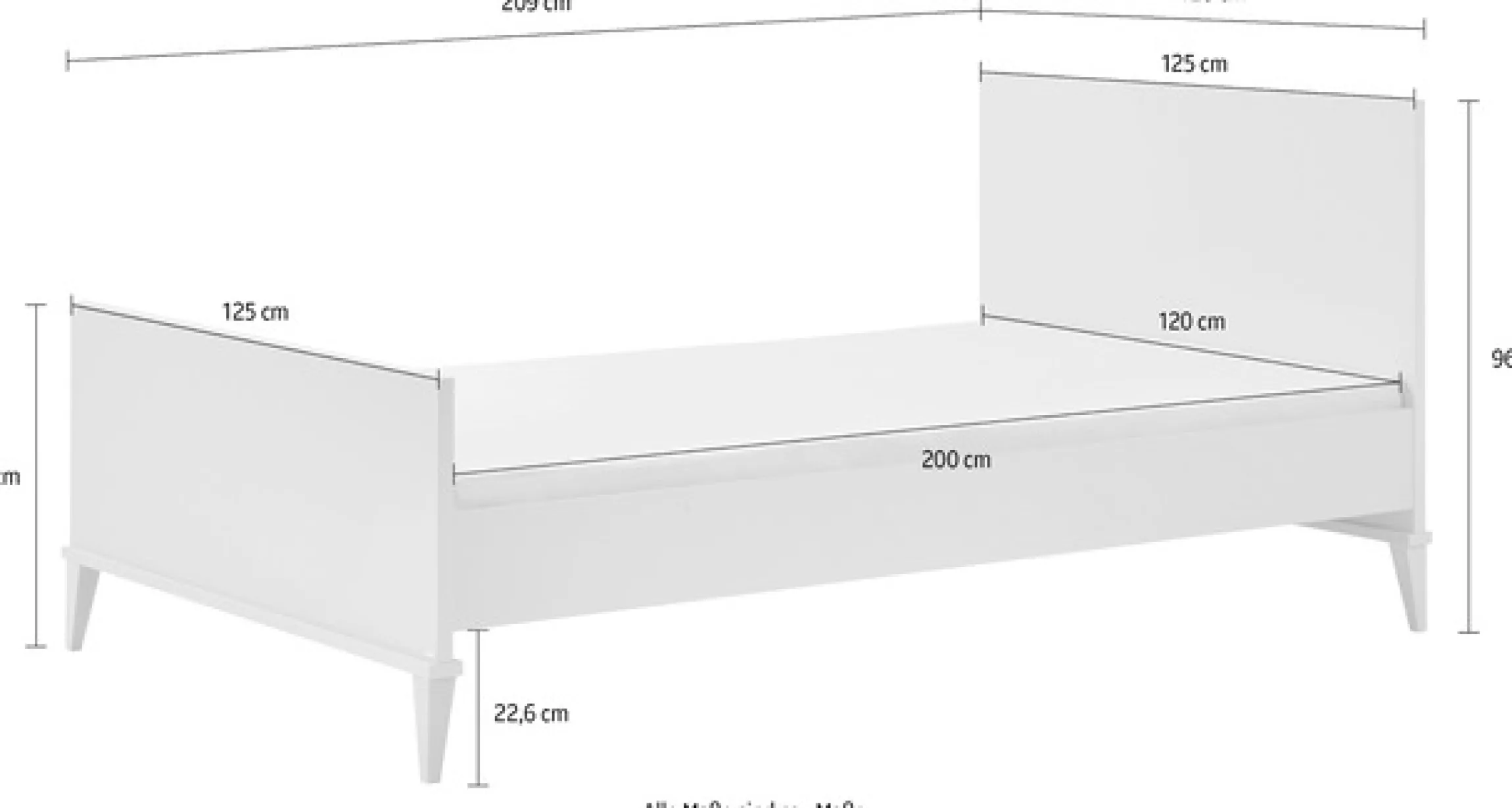 PAIDI Kinderbett »JONTE 120x200cm, Jugendbett in Beige« B/H/T ca. 209/96/126cm, Cashmere-Beige,zeitloses & langlebiges Einzelbett, Massivholz-Füße