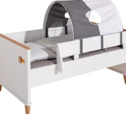 PAIDI Kinderbett »LOTTE & FYNN Steiff by PAIDI, Weiß mit Eiche Massivholz« inkl. Lattenrost, umbaubares Gitterbett, 4-fach höhenverstellbar
