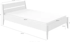 PAIDI Kinderbett »STIENE in verschiedenen Größen und Farben« 90/120/140x200cm - Beige, Grau, Eiche massiv,Jugendbett mit Massivholz, pflegeleicht, langlebig, Jugendliege