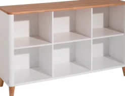 PAIDI Kinderregal »LOTTE & FYNN Steiff by PAIDI, 6 offene Fächer« Weiß mit Eiche Massivholz, Sideboard 142 cm Breite, langlebiges Regal