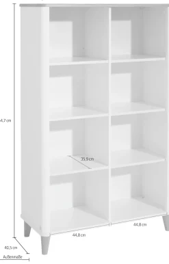 PAIDI Kinderregal »LOTTE & FYNN Steiff by PAIDI, 8 offene Fächer, 96cm Breite« Lotte & Fynn,Highboard, Weiß mit Eiche Massivholz, stabiles und langlebiges Regal