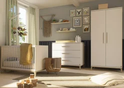 PAIDI Kleiderschrank »CUTIE LEA in Weiß, verschiedene Größen, Türen mit Soft-Close-Funktion« B/H/T ca. 95-131/200/52cm, mit 2 oder 3 Türen, Off-White,stabiler Drehtürenschrank aus Holz, mit Kleiderstangen & Einlegeböden