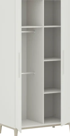 PAIDI Kleiderschrank »CUTIE LEA in Weiß, verschiedene Größen, Türen mit Soft-Close-Funktion« B/H/T ca. 95-131/200/52cm, mit 2 oder 3 Türen, Off-White,stabiler Drehtürenschrank aus Holz, mit Kleiderstangen & Einlegeböden