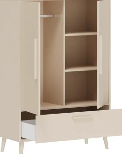 PAIDI Kleiderschrank »EEFJE in Beige mit Schublade und Türen, verschiedene Ausführungen« B/H/T ca. 95-123/139-204/41-57cm, mit 2 oder 3 Türen + Tiny-Variante,stabiler Drehtürenschrank aus Holz, mit Soft-Close-Funktion