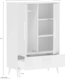 PAIDI Kleiderschrank »EEFJE in Beige mit Schublade und Türen, verschiedene Ausführungen« B/H/T ca. 95-123/139-204/41-57cm, mit 2 oder 3 Türen + Tiny-Variante,stabiler Drehtürenschrank aus Holz, mit Soft-Close-Funktion