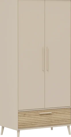 PAIDI Kleiderschrank »EEFJE in Beige mit Schublade und Türen, verschiedene Ausführungen« B/H/T ca. 95-123/139-204/41-57cm, mit 2 oder 3 Türen + Tiny-Variante,stabiler Drehtürenschrank aus Holz, mit Soft-Close-Funktion