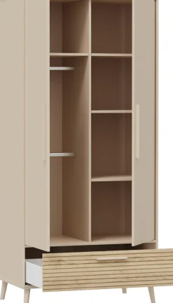 PAIDI Kleiderschrank »EEFJE in Beige mit Schublade und Türen, verschiedene Ausführungen« B/H/T ca. 95-123/139-204/41-57cm, mit 2 oder 3 Türen + Tiny-Variante,stabiler Drehtürenschrank aus Holz, mit Soft-Close-Funktion