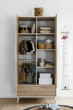PAIDI Kleiderschrank »EEFJE in Beige mit Schublade und Türen, verschiedene Ausführungen« B/H/T ca. 95-123/139-204/41-57cm, mit 2 oder 3 Türen + Tiny-Variante,stabiler Drehtürenschrank aus Holz, mit Soft-Close-Funktion