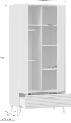 PAIDI Kleiderschrank »EEFJE in Beige mit Schublade und Türen, verschiedene Ausführungen« B/H/T ca. 95-123/139-204/41-57cm, mit 2 oder 3 Türen + Tiny-Variante,stabiler Drehtürenschrank aus Holz, mit Soft-Close-Funktion
