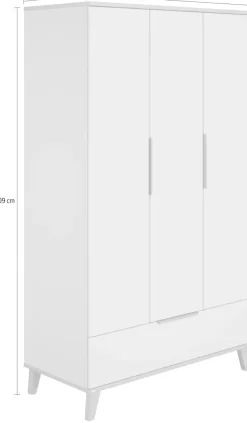 PAIDI Kleiderschrank »FIENE in Grau, 3 Türen und 1 Schublade mit Soft-Close« inkl. Kleiderstange und Einlegeböden, Kleiderschrank aus Holz