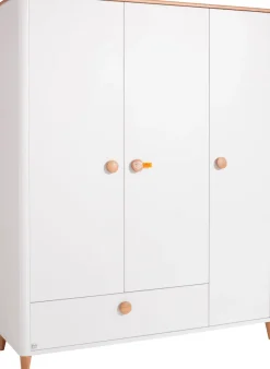 PAIDI Kleiderschrank »LOTTE & FYNN Steiff by PAIDI, 3 Türen und 1 Schublade mit Soft-Close« inkl. Kleiderstangen und Einlegeböden, Schrank in Weiß mit Massivholz