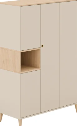 PAIDI Kleiderschrank »MILA & BEN Steiff by PAIDI in Beige, 4 Türen mit Push-to-open« inkl. Kleiderstangen und Einlegeböden, Massivholz-Füße, Soft-Close