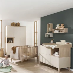 PAIDI Kleiderschrank »MILA & BEN Steiff by PAIDI in Beige, 4 Türen mit Push-to-open« inkl. Kleiderstangen und Einlegeböden, Massivholz-Füße, Soft-Close
