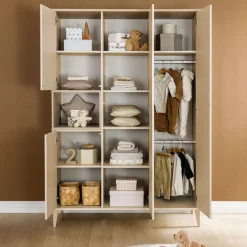 PAIDI Kleiderschrank »MILA & BEN Steiff by PAIDI in Beige, 4 Türen mit Push-to-open« inkl. Kleiderstangen und Einlegeböden, Massivholz-Füße, Soft-Close