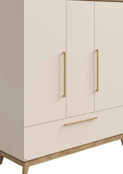 PAIDI Kleiderschrank »STIENE in Beige oder Grau, 3 Türen und 1 Schublade mit Soft-Close« B/H/T ca. 170/200/57cm,inkl Kleiderstange + Einlegeböden, Kleiderschrank mit Eiche Massivholz