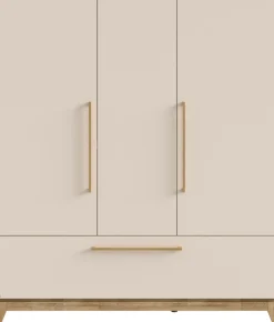 PAIDI Kleiderschrank »STIENE in Beige oder Grau, 3 Türen und 1 Schublade mit Soft-Close« B/H/T ca. 170/200/57cm,inkl Kleiderstange + Einlegeböden, Kleiderschrank mit Eiche Massivholz