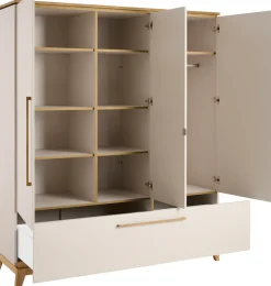 PAIDI Kleiderschrank »STIENE in Beige oder Grau, 3 Türen und 1 Schublade mit Soft-Close« B/H/T ca. 170/200/57cm,inkl Kleiderstange + Einlegeböden, Kleiderschrank mit Eiche Massivholz