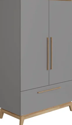 PAIDI Kleiderschrank »STIENE in Beige oder Grau, 2 Türen und 1 Schublade mit Soft-Close« B/H/T ca. 123/200/57cm,inkl Kleiderstange + Einlegeböden, Kleiderschrank mit Eiche Massivholz