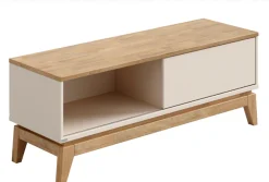 PAIDI Lowboard »STIENE in Beige oder Grau, 2 Fächer, Schiebetüre mit Soft-Close« B/H/T ca. 124/47/40cm,stabiles Lowboard mit Massivholz, Sitzfunktion, TV-Board