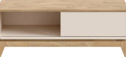 PAIDI Lowboard »STIENE in Beige oder Grau, 2 Fächer, Schiebetüre mit Soft-Close« B/H/T ca. 124/47/40cm,stabiles Lowboard mit Massivholz, Sitzfunktion, TV-Board