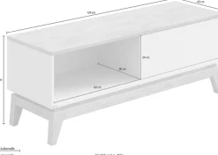 PAIDI Lowboard »STIENE in Beige oder Grau, 2 Fächer, Schiebetüre mit Soft-Close« B/H/T ca. 124/47/40cm,stabiles Lowboard mit Massivholz, Sitzfunktion, TV-Board