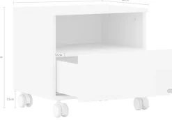 PAIDI Nachtkommode »CUTIE LEA in Weiß, Schublade mit Soft-Close« B/H/T ca. 48/45/40cm, Off-White,moderner & stabiler Nachttisch aus Holz, feststellbare Rollen