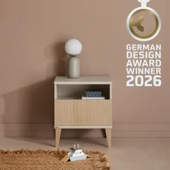 PAIDI Nachtkommode »JONTE in Beige, Schublade mit Soft-Close« B/H/T ca. 48/55/40cm, Cashmere-Beige/Light Oak,moderner & stabiler Nachttisch mit Massivholz-Füßen