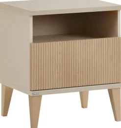 PAIDI Nachtkommode »JONTE in Beige, Schublade mit Soft-Close« B/H/T ca. 48/55/40cm, Cashmere-Beige/Light Oak,moderner & stabiler Nachttisch mit Massivholz-Füßen