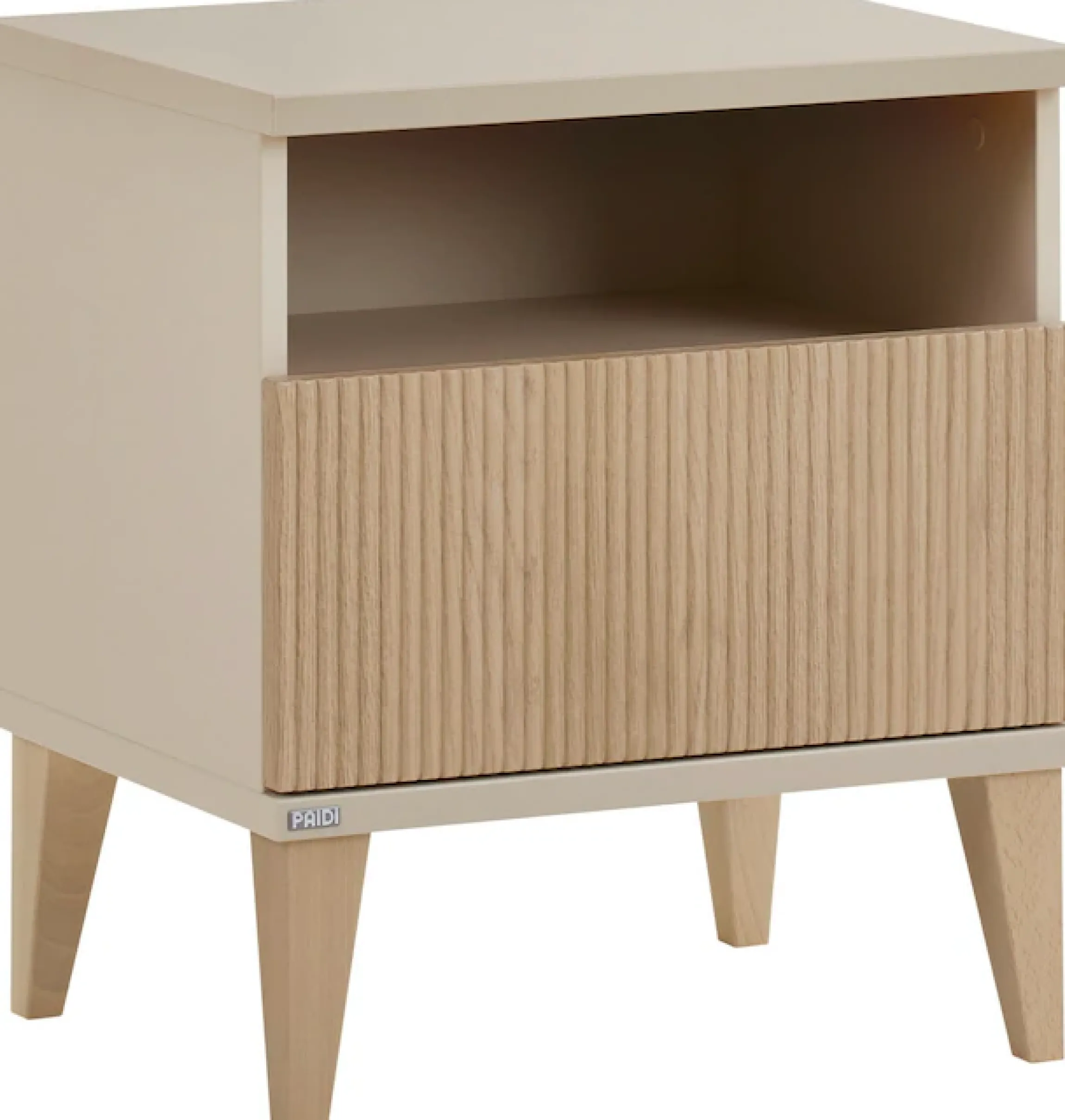 PAIDI Nachtkommode »JONTE in Beige, Schublade mit Soft-Close« B/H/T ca. 48/55/40cm, Cashmere-Beige/Light Oak,moderner & stabiler Nachttisch mit Massivholz-Füßen