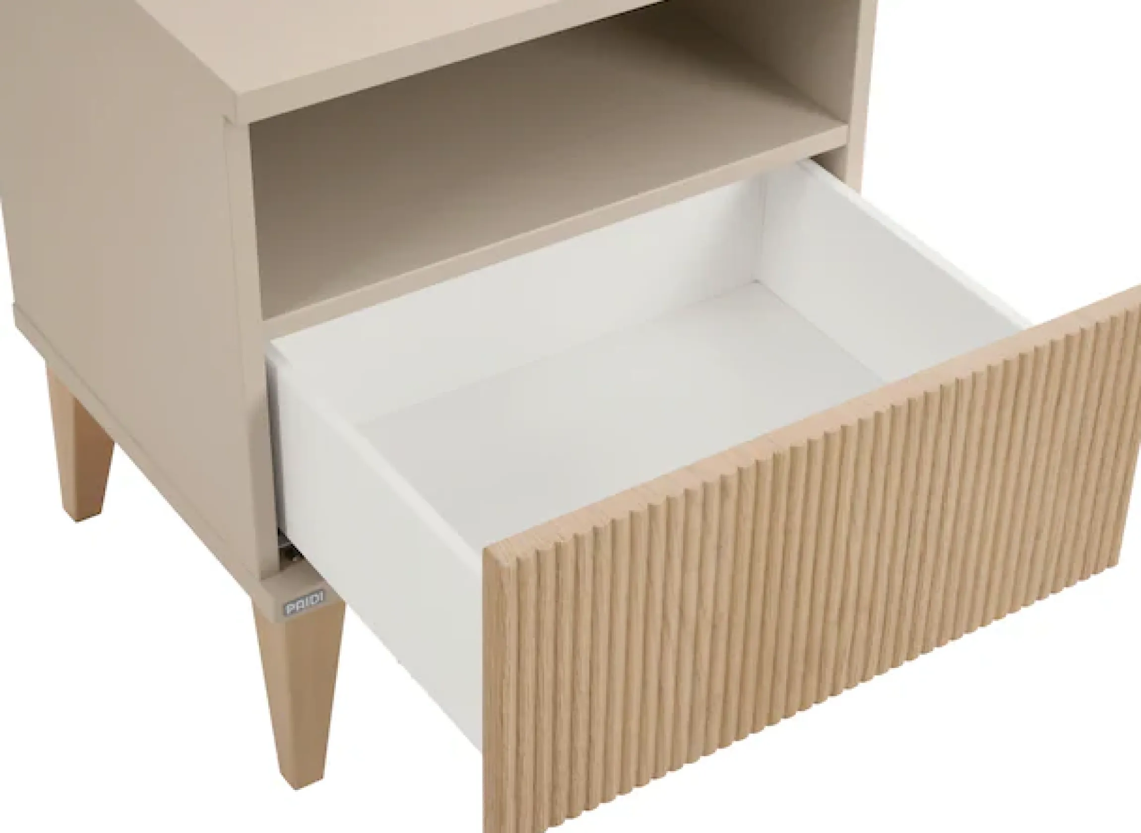 PAIDI Nachtkommode »JONTE in Beige, Schublade mit Soft-Close« B/H/T ca. 48/55/40cm, Cashmere-Beige/Light Oak,moderner & stabiler Nachttisch mit Massivholz-Füßen
