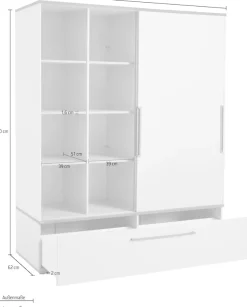 PAIDI Schiebetürenschrank »STIENE in Beige oder Grau, 2 Türen und 1 Schublade mit Soft-Close« B/H/T ca. 164/200/62cm,mit Kleiderstangen+Einlegeböden, Kleiderschrank mit Massivholzgriffen