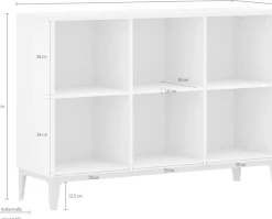 PAIDI Sideboard »CUTIE LEA in Weiß, 6 offene Fächer« B/H/T ca. 123/88/38cm, Off-White,modernes & stabiles Regal aus Holz, offenes Standregal