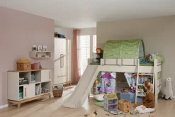 PAIDI Spielbett »TIAGO in verschiedenen Größen und Farben, mit Leiter und Rutsche« Höhe 120 cm, 120kg Tragkraft, 5 Jahre Garantie,Rausfallschutz, geprüfte Sicherheit, umbaubares Bett mit Massivholz