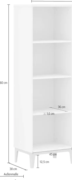 PAIDI Standregal »CUTIE LEA in Weiß mit 4 Fächern, offenes Regal« B/H/T ca. 48/160/38cm, Off-White,praktischer Stauraum für jeden Raum – übersichtlich & funktional
