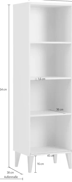 PAIDI Standregal »JONTE in Beige mit offenen Fächern, verschiedene Größen« B/H/T ca. 48-95/164/40cm, Cashmere-Beige,modernes & langlebiges Regal mit Massivholz-Füßen, Highboard