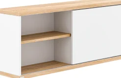 PAIDI Wandregal »YOLANDA in Weiß mit Eiche-Dekor, 3 Fächer und Schiebetür« 86 cm Breite, Hängeregal, 20 Kg Tragkraft, Wandboard
