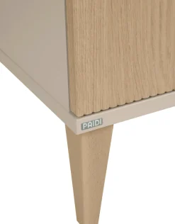 PAIDI Wickelkommode »JONTE in Beige & Eichefarben, 3 Schubladen mit Soft-Close, Vollauszug« bis 50 kg Kommode 124 cm Breite, Wickeltisch mit Massivholz-Füßen 124 cm