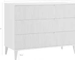 PAIDI Wickelkommode »JONTE in Beige & Eichefarben, 3 Schubladen mit Soft-Close, Vollauszug« bis 50 kg Kommode 124 cm Breite, Wickeltisch mit Massivholz-Füßen 124 cm