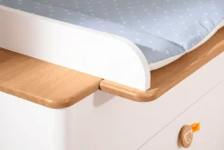 PAIDI Wickelkommode »LOTTE & FYNN Steiff by PAIDI, 3 Schubladen und Wickelaufsatz« Weiß mit Eiche Massivholz, abnehmbarer Aufsatz, Soft-Close 119 cm