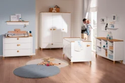 PAIDI Wickelkommode »LOTTE & FYNN Steiff by PAIDI, 3 Schubladen und Wickelaufsatz« Weiß mit Eiche Massivholz, abnehmbarer Aufsatz, Soft-Close 119 cm